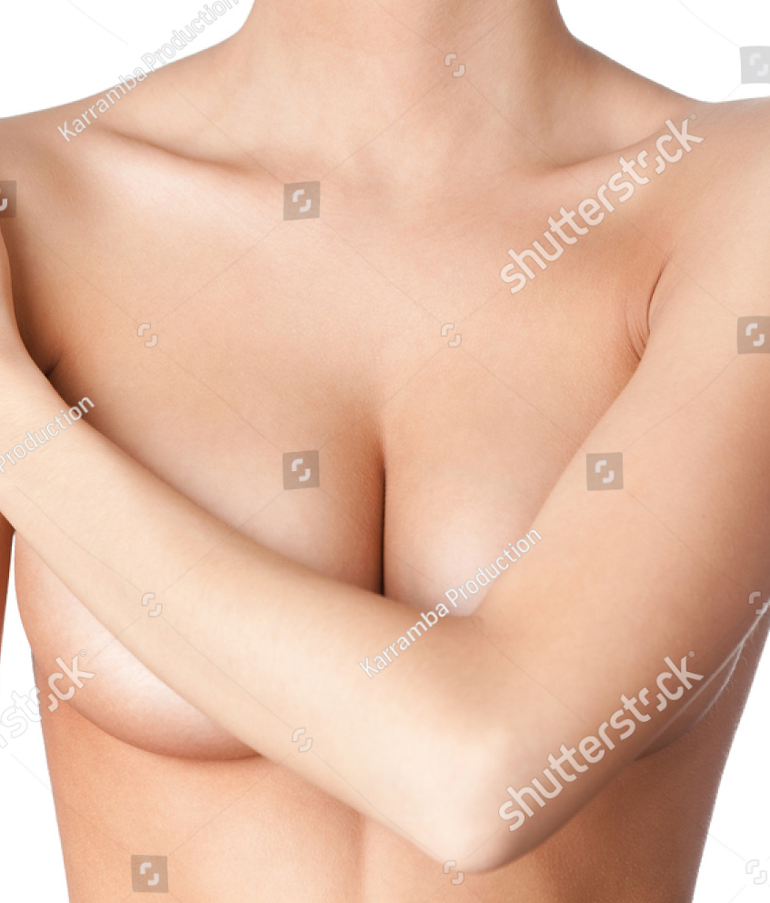The chest with nice breasts of a young woman - Stock Photo